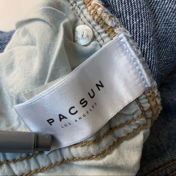 Pac Sun Jeans Womens 29 Blue Pintuck Seam High Rise Mom - Picture 10 of 13